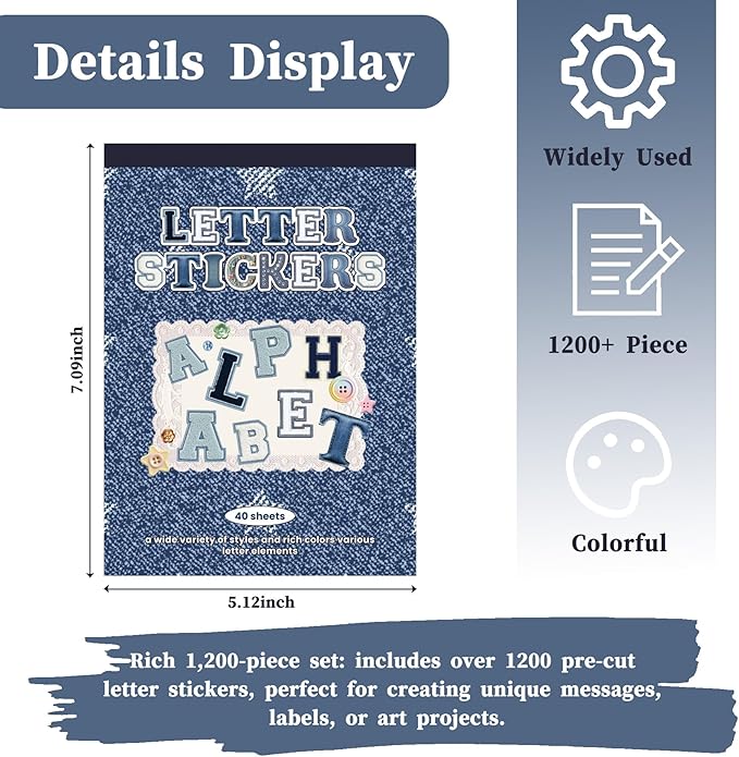 1200+ Pcs Alphabet & Number Letter Stickers for Scrapbooking & Journaling, Vinyl Adhesive Sticker Letters for Scrapbook Supplies, DIY Crafts, Decorative Projects & Personalization