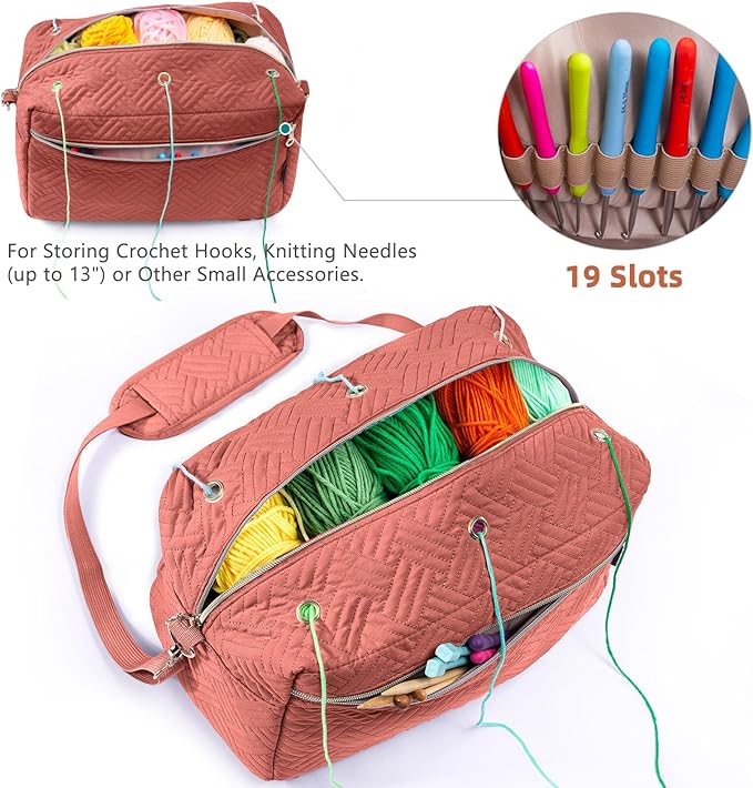 Crochet Bag Organizer - Knitting Bag - Yarn Storage Organizer - Yarn Bag for Crocheting - Yarn Holder for Crochet Accessories, Crocheting & Knitting Gifts
