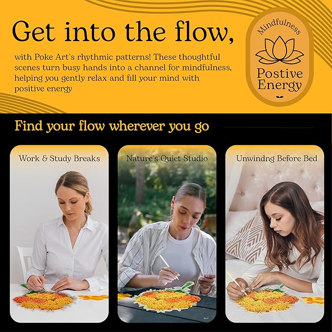 Unwynd Poke Art Marigold Flower Bouquet, Mess-Free Arts and Crafts for Adults, Teen Craft Kits, Thoughtful Easter Gifts for Women and Men