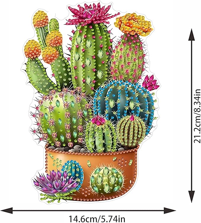 STGLCR Cactus Diamond Painting Kits for Adults Beginners, 5D Full Drill Succulents Crystal Art Ornament, DIY Plant Diamond Art Hanging Kit for Home Office Decor, DIY Craft Gift Set with Tools