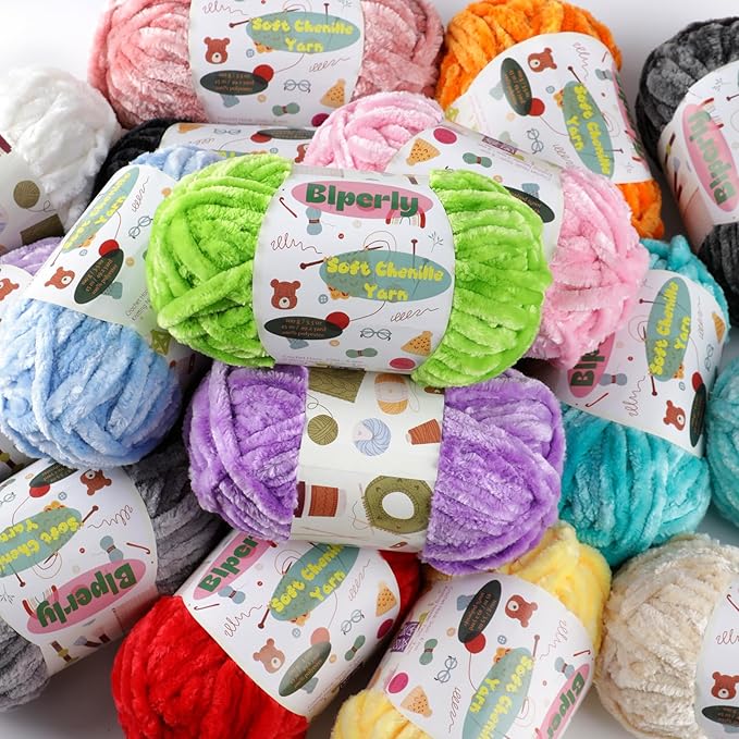 2 * 100g Fluffy Chenille Yarn for Crocheting - Chunky Velvet Yarn for Scarves Shawls, Baby Blankets, Hats Plush Toys, Plush Yarns Each Skein 49.2yd (2, Mauve)