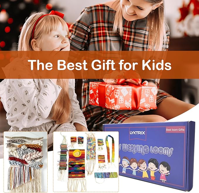 LYKTRIX Weaving Loom for Kids Age 6-12,Small Wooden Weaving Loom Kit,Suitable for Beginners and Children, 9 * 11 inch Knitting Loom Kit Includes Instructions and Enough Yarn 28×24cm