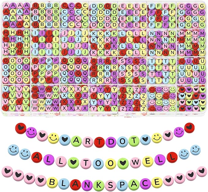 ARTDOT 1400 Pieces Letter Beads for Friendship Bracelets Making Kit, 28 Styles Assortment Jewelry Making Supplies Alphabet Beads Set with Cases Preppy Crafts Gifts