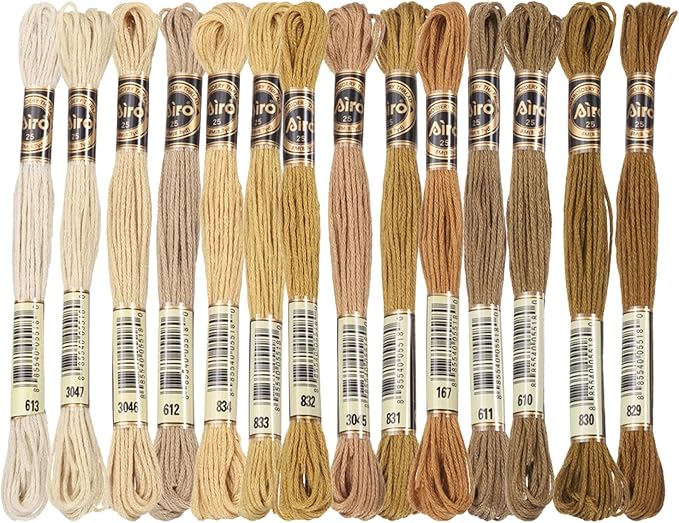 PATIKIL 14 Skeins Embroidery Floss, Polyester Embroidery Threads Bracelets String for Cross-Stitch Hand Embroidery, Multicolored Brown
