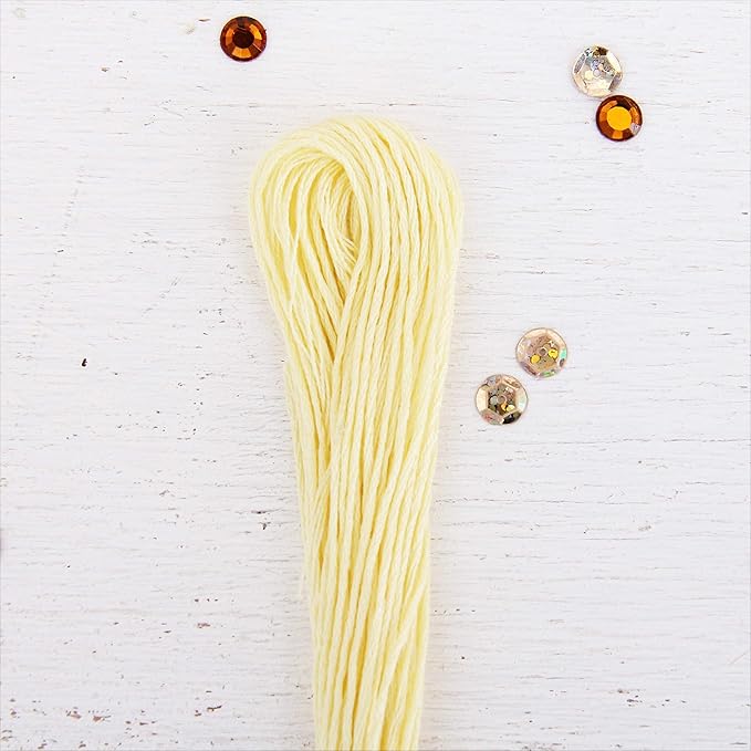 12 Skeins ThreadArt Premium Egyptian Long Fiber Cotton Embroidery Floss | Pale Yellow | 6 Strand Divisible Thread 8.75yds Each for Hand Embroidery, Friendship Bracelets, Cross Stitch and Crafts