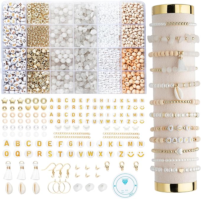 xylise jewelry making supplies kit natural stone beads for irregular natural stone with for diy craft bracelet necklace earrings for adults (white jade)