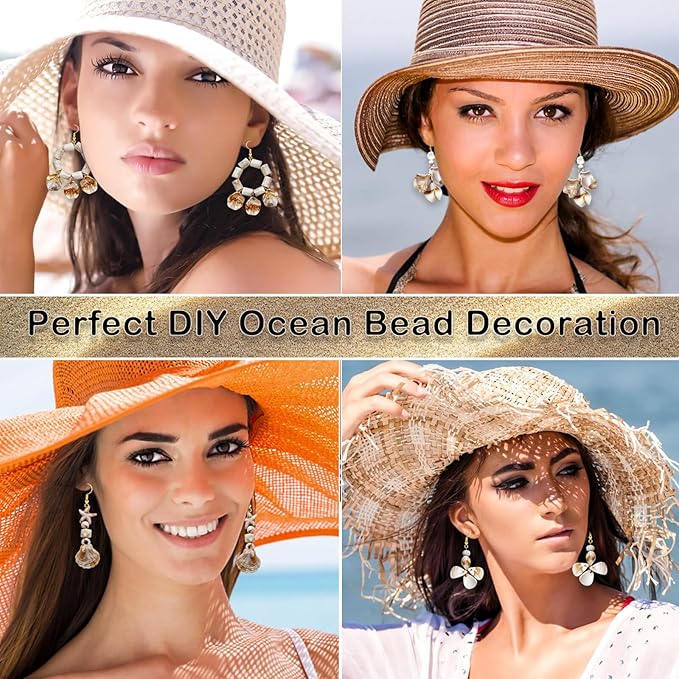 680+Pcs Ocean Beads for Bracelets Making Kit, Imitation Boho Ocean Beach Shell Bead Charms Starfish Beads Summer Sea Dangle Pendant for Jewelry Making Necklace Earring Bracelet Anklet DIY Craft