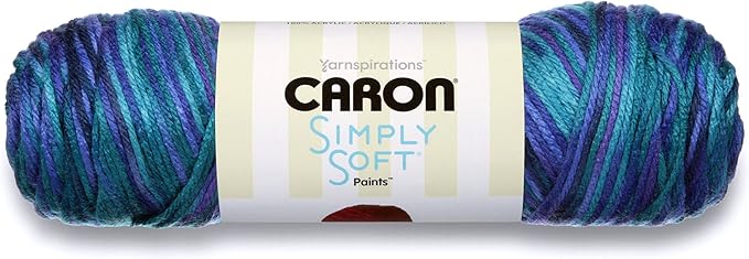 Caron Simply Soft Paints Yarn (4) Medium Worsted Gauge 100% Acrylic - 5oz - Oceana - Machine Wash & Dry