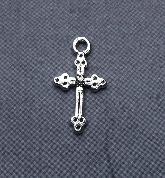 50 Pcs Vintage Crucifix Pendants Beading Charms with Hole Small Chic Elegant Metal Religious Bulk Cross for Jewelry Making Kit DIY Bracelet Necklace Earring Keychain Accessories Supplies