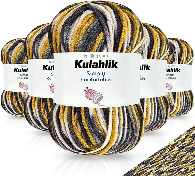 250g(5x50g) Acrylic Yarn for Crochet/Knitting, Colorful Gradient Yarn Thread, 5 Rolls Skeins, Perfect for Any Knitting Crochet and Crafts Mini Project