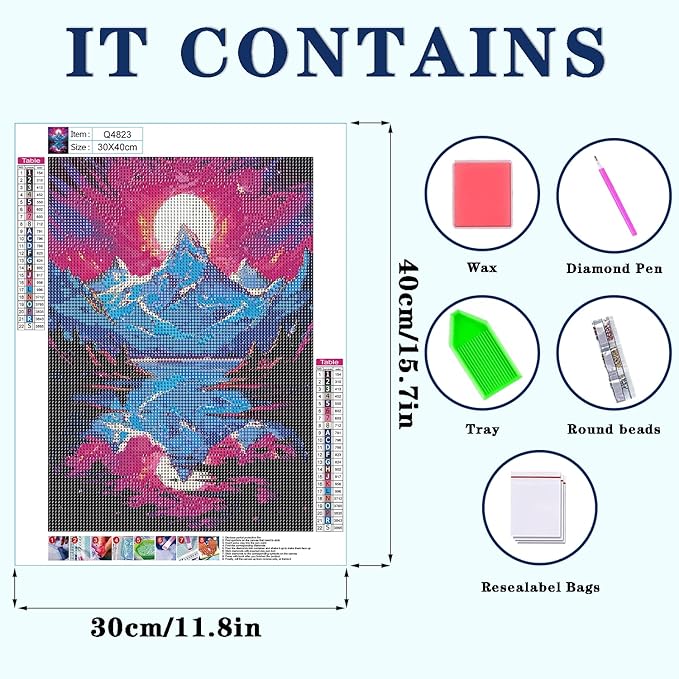 DOTZSO Landscape Diamond Painting Kits for Adults, Easy DIY 5D Round Full Drill Diamond Art kit Diamond Dot Crystal Gem Art and Craft for Beginners Home Wall Decor 12x16 Inches