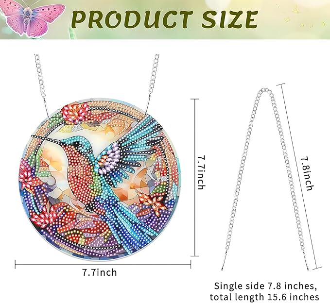 Tumwisk Diamond Painting Kits for Adults, Hummingbird Diamond Painting, Diamond Art Kits, Crafts for Adults, Hanging Wall Art Sign Ornaments Home Garden Wall Door Hanging Decoration
