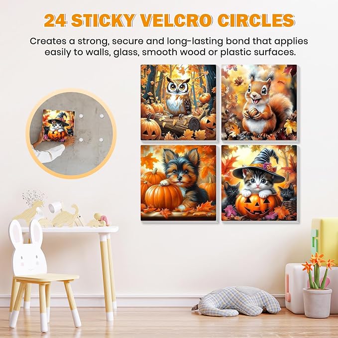 Bowetile 4 Pack Fall Framed Paint by Numbers for Adults Beginners, Easy Adults' Paint-by-Number Kits on Canvas, Acrylic Animals Number Painting Crafts Kits Halloween Gifts for Home Decor, 8x8in