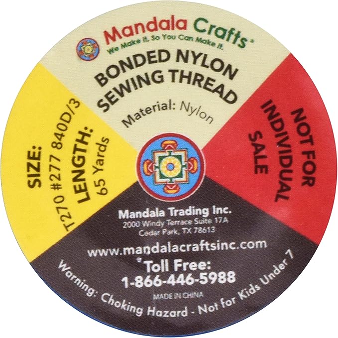 Mandala Crafts Size 277 840D T270 Bonded Nylon Thread - 12 Vibrant Colors 780 YDs Tex 270 Heavy Duty Sewing Threads for Leather, Jeans, Weaving, Outdoor Marine Upholstery
