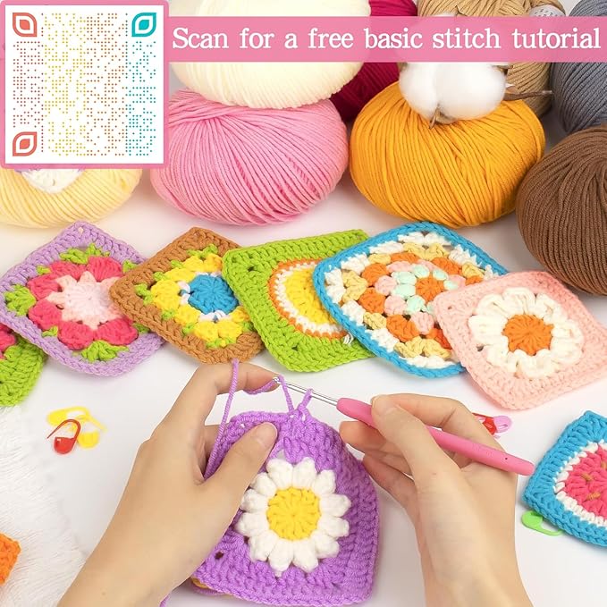 katech 20 skeins cotton yarn for crocheting-55% cotton 45% acrylic-4 medium (worsted)-super soft milk cotton yarn-great crochet and knitting starter kit for colorful craft