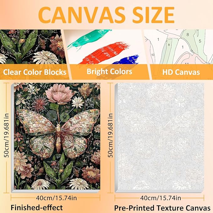 Framed Paint by Numbers Kit for Adults with Wooden Easel, Butterfly Paint by Numbers Kit for Adults, DIY Acrylic Oil Painting Kits with Brushes Gift Box for Home Wall Decor(16x20inch)