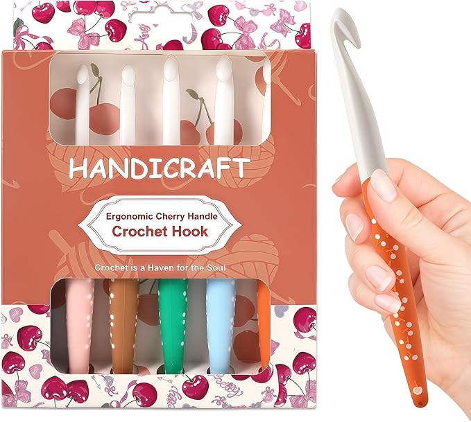 Looen Ergonomic Crochet Hook Set, 6 Pack with Soft Grip for Comfortable Knitting, Large Crochet Hooks for Chunky Yarn, Crochet Accessories & Tools for Crafters, Sizes include 6mm 7mm 8mm 9mm 10mm 12mm