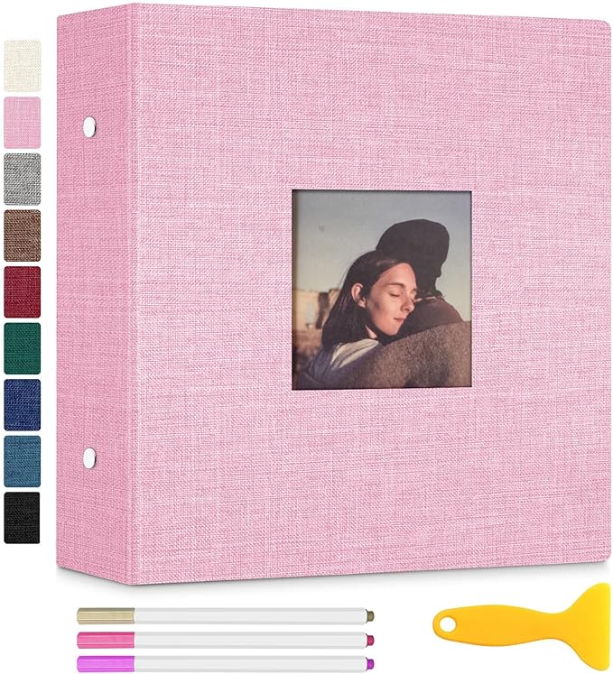 Zesthouse 18 In Photo Album Self Adhesive with Picture Display Window, 3-Ring Scrapbook Albums 60 Pages Holds 10x12 8x10 5x7 4x6 Photos, DIY Photo Book Ideal Gift for Family Wedding Baby