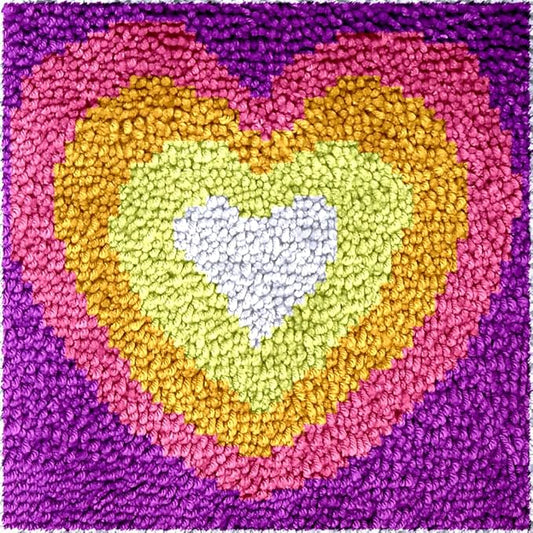 Numptain Latch Hook Kits for Adults,DIY Rug Crafts Love Rainbow Pattern Color Printed Canvas,Latch Hook Kits for Beginners Handmade Needlework Crafts Home Decoration,12"x12" NT1
