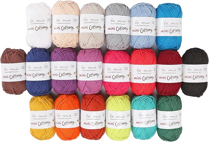 La mia Mini Cottony 20 Skein 100% Cotton Mini Yarn, Total 17.6 Oz Each 0.88 Oz (25g) / 65 Yrds (60m), Light, Dk (V2)