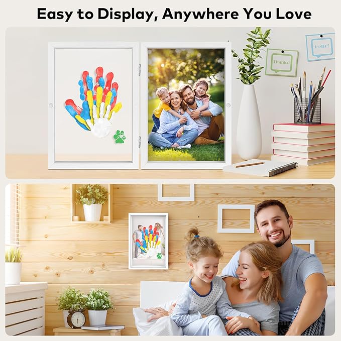 omrhvi family handprint kit, diy craft keepsake photo frame, hand print ornament kits, family gifts for new parents & mom & baby, grandparents, couples, father's day, mother's day, anniversary