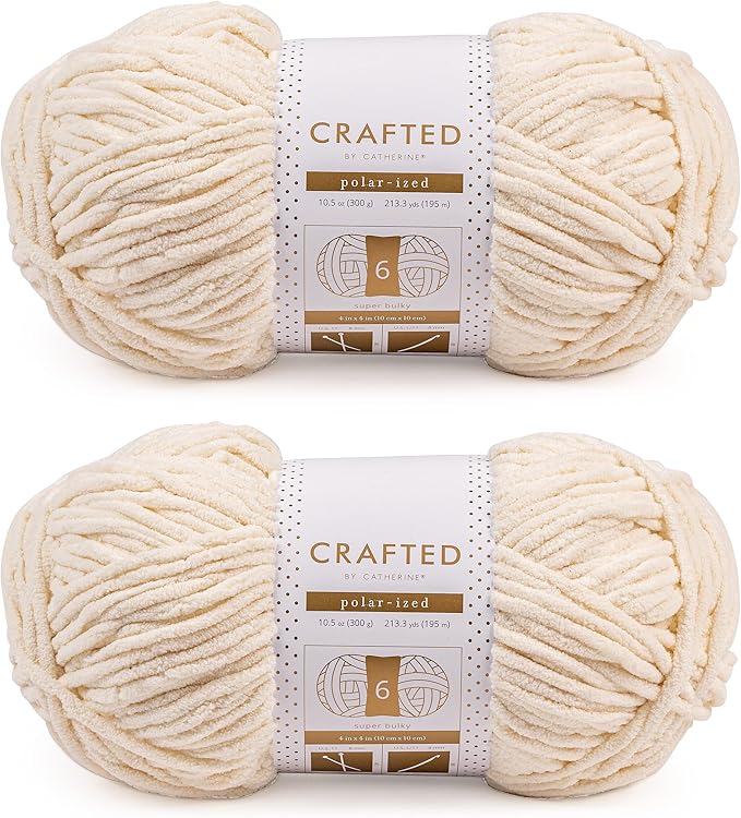 Crafted By Catherine Blanket Solid Yarn - 2 Pack (213 Yards Each Skein), Antique White, Gauge 6 Super Bulky