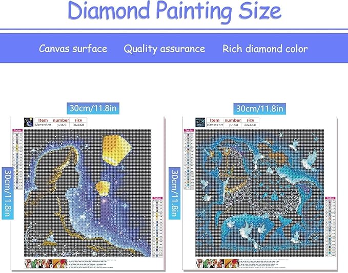 KEYRANKE 2 Pack Princess Diamond Painting Kits for Adults 5D DIY Diamond Art Kit Paint with Round Full Drill Diamonds for Beginners Gem Paintings Art for Home Wall Decor Gifts (12X12 Inch)