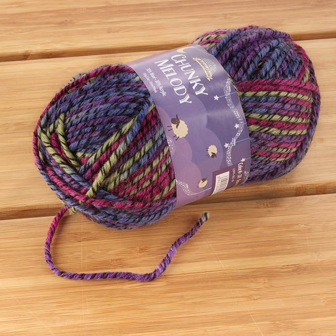 JubileeYarn Chunky Melody Yarn - 100g/Skein Bulky Wool Blend - Starling - 2 Skeins