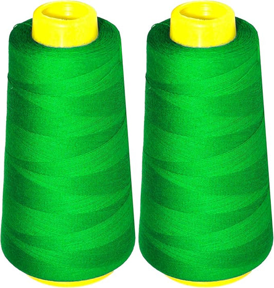 Mandala Crafts Green Thread Cones for Machine and Hand Quilting - 2400 Yds 50 WT Multiple Purpose Mercerized 100% Cotton Threads for Sewing Machine Serger Embroidery