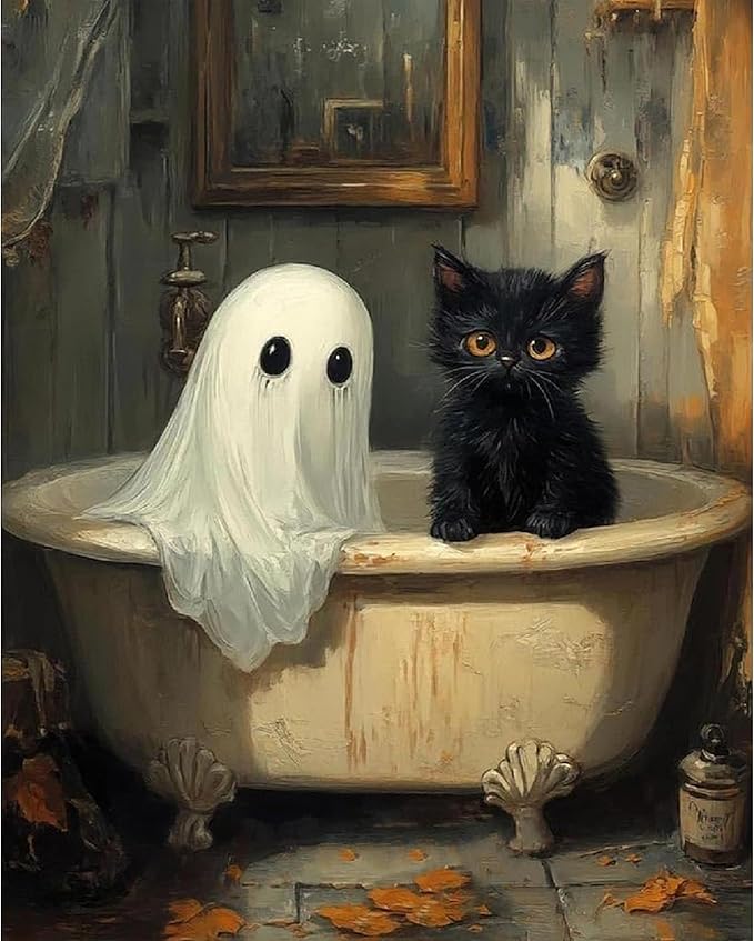 Horror Ghost Stamped Cross Stitch Kits for Adults -Halloween Embroidery Kits for Beginners Adults,11 CT Patterns Dimensions Counted Cross Stitch Kits for Adults Arts Craft 12x16 inch