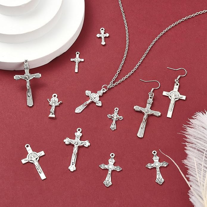 Antique Silver Cross Drink Insect Animal Theme Charms for DIY Jewelry Bracelet Necklace Earring Keychain Decor