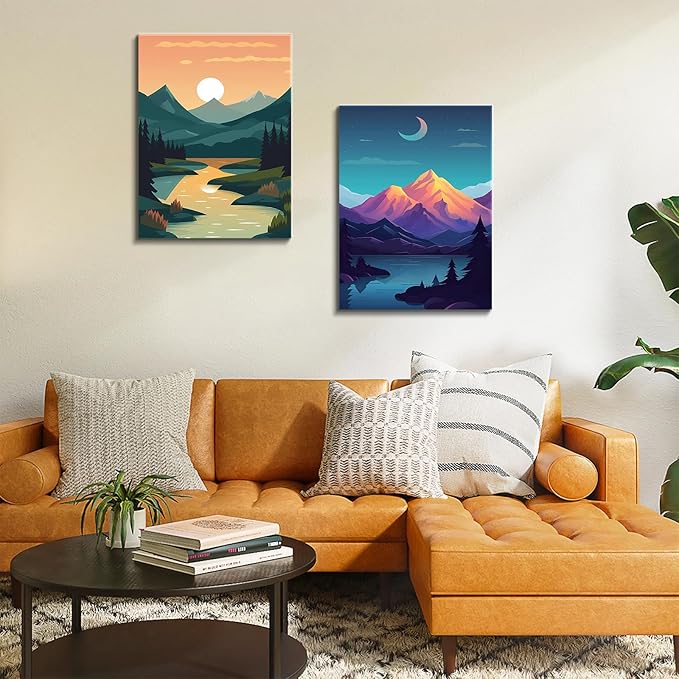 2 Pack National Park Paint by Numbers Kit for Adults Beginners - 12x16 Inch Easy Paint by Numbers Kit Landscape for Adults Mountains Kits on Canvas,Sunset Wander Painting by Numbers for National Parks