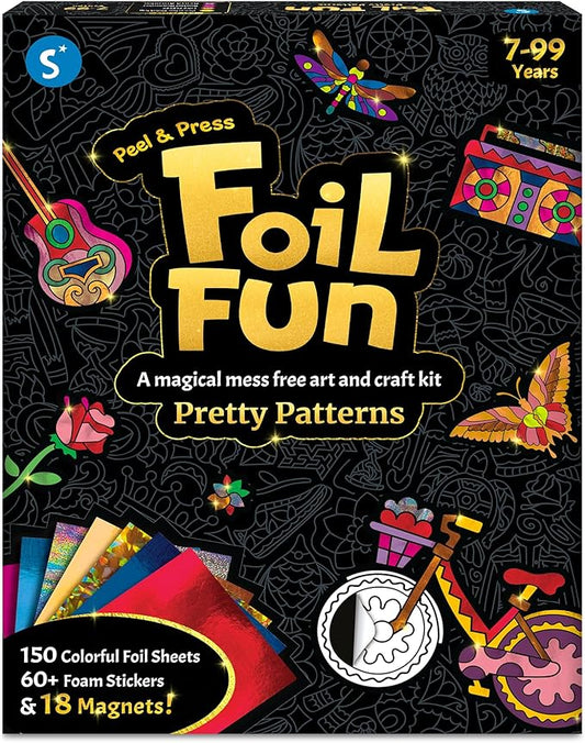 skillmatics foil fun - pretty patterns, 18 diy magnets mess-free art, colorful creative party activity, craft kits, 60+ foam stickers, classroom valentine’s day gifts for kids, teens, adults, families