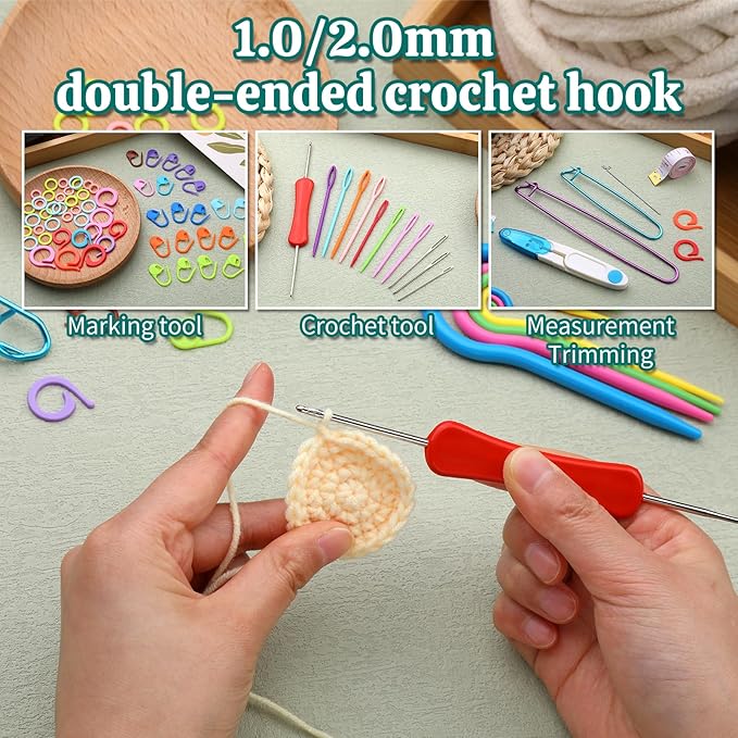 JUPEAN Complete Knitting Accessories, Knitting Supplies Kit with Stitch Markers Plastic Sewing Needles Cable Needles for Sewing and Weaving
