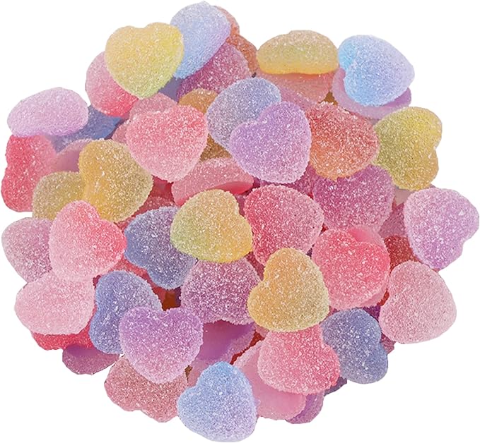 50 pcs Jelly Sugar Soft Heart Candy Flatback Charms, DIY Craft Making Resin Jewelry Making Kit, Soft Candy Resin Flatback Beads for Women DIY Scrapbooking Hair Clip Crafts Cell Phone Case Making