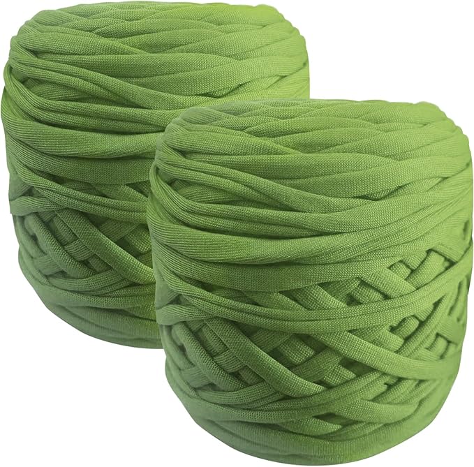 2 Pack 270g Polyester Blanket Yarn t Shirt Yarn Tshirt Yarn for Crochet t-Shirt Yarn Fabric Yarn T-Shirt Crochet Yarn for DIY Knitting Crochet Cloth Blanket Bag Dolls (Coffee) (Green)