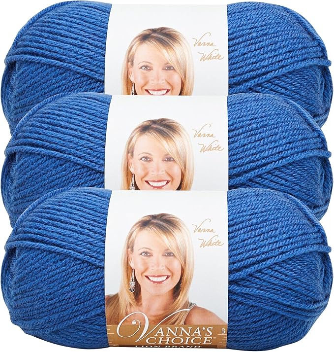 Lion Brand Yarn, Vanna's Choice Worsted Weight Yarn for Knitting, Crochet and Crafts, Colonial Blue, 3 Pack, Soft Acrylic Fiber for Scarves, Hats and Blankets