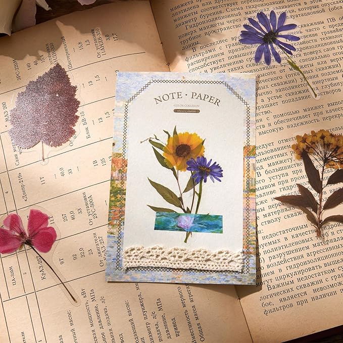 emmoolife Pressed Flower Stickers Set (380 PCS) Dried Flowers Themed Resin Sticker Decals Floral Botanical Journaling Stickers for Scrapbook Supplies Bullet Junk Journal Bottles Planner Laptops