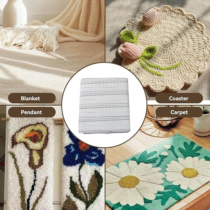 Latch Hook Canvas,Rug Making Canvas Latch Hooking Mesh Fabric Blank Rug Hooking Mesh Canvas Kit DIY Mesh Sheet Multipurpose Rug Hooking Mesh for Embroidery Knit(50 * 100cm)