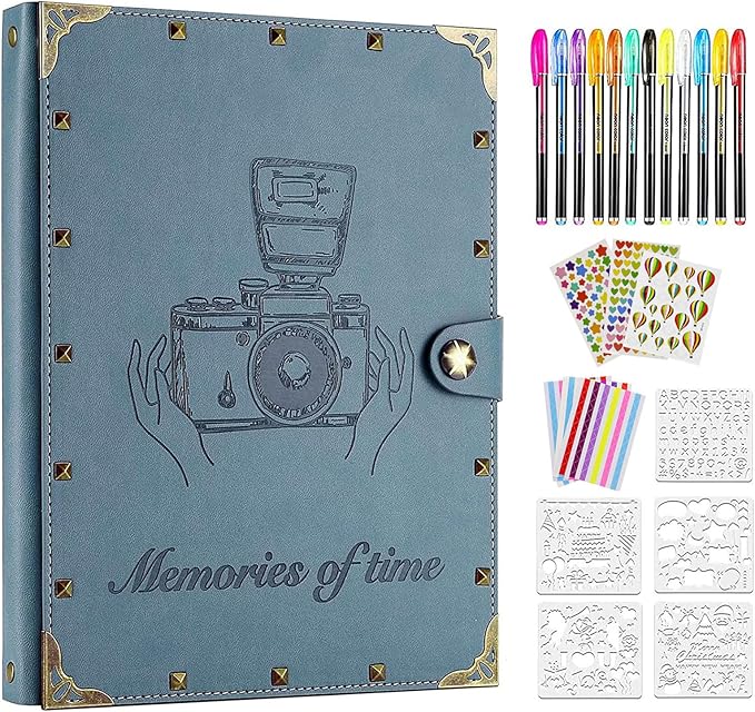 ZEEYUAN Leather Scrapbook Album 60 Pages Love Memory Photo Album 8.5x11 inch, Travelling Journal Scrap Book Family Scrapbook Scrapbooking Supplies Kits Gift for Couples Anniversary Wedding