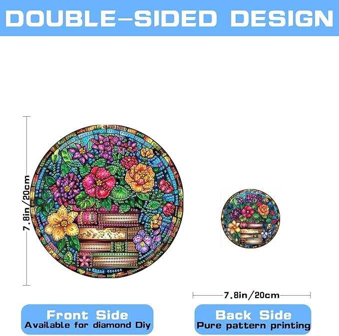 VAIIEYO Book Diamond Art Hanging Ornament, Flower Diamond Painting Suncatchers Window Hanging Kit with Chain, 7.5x7.5 inch Crystal Pendant Art Craft for Gift Home Wall Front Door Decoration