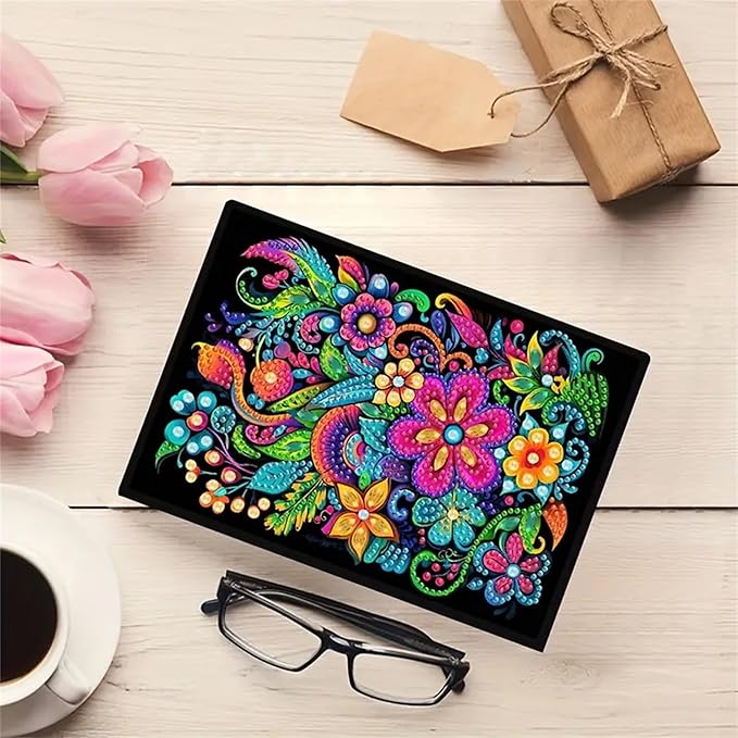 Flower Diamond Painting Notebook for Adults, A5 Diamonds Art Journal and DIY Sketchbook, Diamond Art Kit Supplies,Gift for Beginners, Craft Lovers, Artists. (Flower)