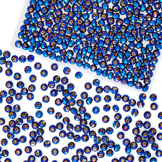 laopottbeads 460pcs 8mm crystal glass beads for jewelry making beads for bracelets necklace pendants making supplies(peacock blue)