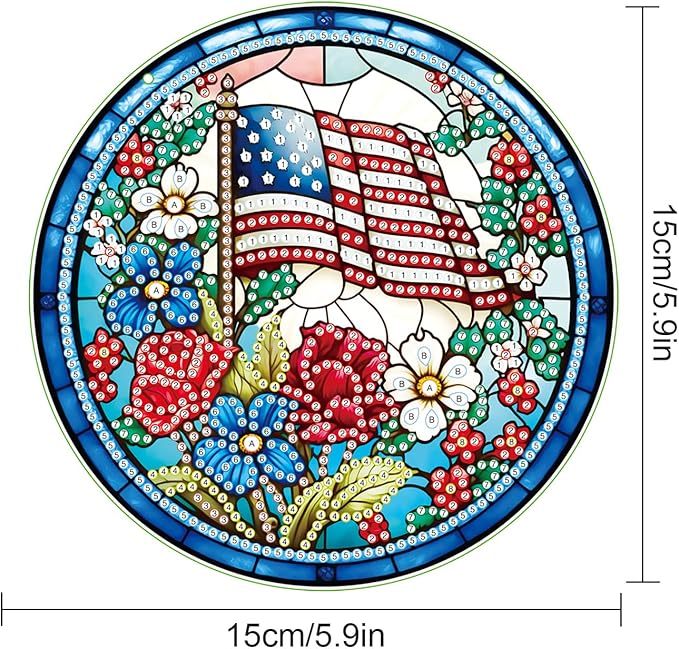 AiYuanzsh DIY Hanging Diamond Painting Pendant Set – Independent Flower Patriotic Art Board, Special Shaped Crystal Diamonds, Elegant Floral Wall Decor, Independence Day Gift for Friends and Family