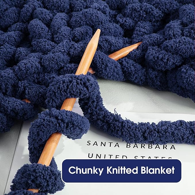 MABOZOO Assorted Chunky Yarn for Crocheting 8 Pack,Fluffy Jumbo Chenille Yarn,Soft Plush Yarn Bulky,Giant Thick Fuzzy Yarn for Hand or Arm Knitting,Cream & Navy Blue(31.7 yds,8 oz Each Skein)