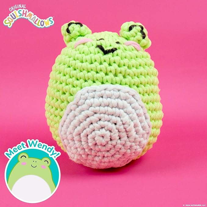 Squishmallows Original Wendy The Frog Crochet Kit, Includes Yarn, Crochet Hook, Starter Hooks, Step-by-Step Tutorials, Exclusive Crochet Kit, DIY Craft, Crochet Kits, Great Teen Gifts