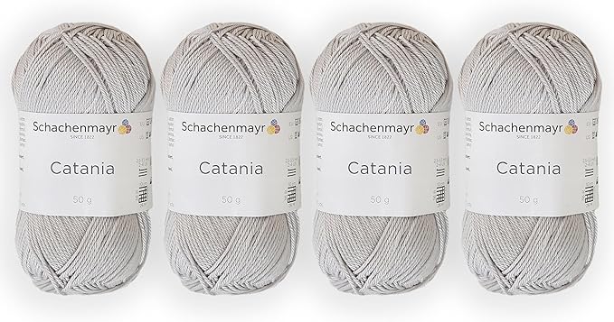 4 Skein/Pack Schachenmayr (SMC) Catania Originals Yarn, Each Ball 1.76 Oz (50gr) / 136 Yards (125 m), 100% Mercerized Cotton for Knitting and Crochet Yarn, Sport Weight, 434 - Mist
