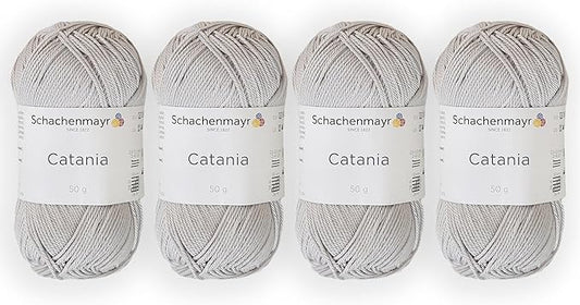 4 Skein/Pack Schachenmayr (SMC) Catania Originals Yarn, Each Ball 1.76 Oz (50gr) / 136 Yards (125 m), 100% Mercerized Cotton for Knitting and Crochet Yarn, Sport Weight, 434 - Mist
