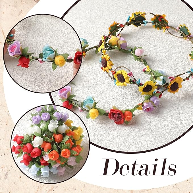 KorViSHOW DIY Flower Crowns Making Kit, 149 Pcs Handmade Rose Sunflower Floral Headband Making Kit, DIY Creativity Fairy Flower Hair Accessories Craft Set for Women Make Your Own Princess Arts Gifts