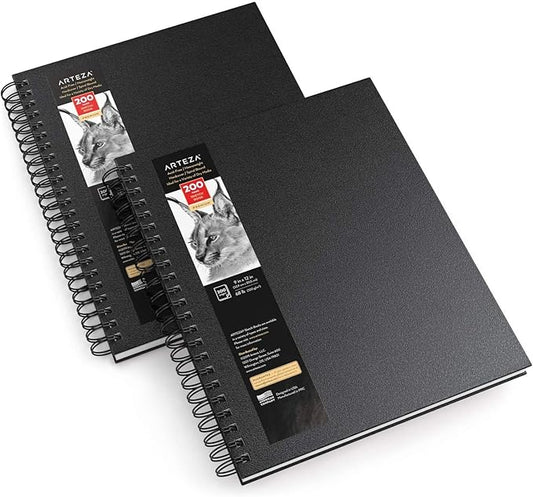 ARTEZA Spiral Sketch Book 9x12 Drawing Pad 2 Pack 200 Sheets Sketch Pads for Drawing for Adults & Teens